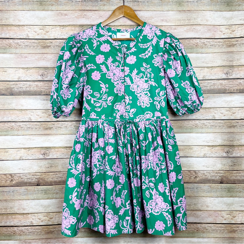 Xirena Caprisyn Green Aurie Puff Sleeve Mini Dress Size Large